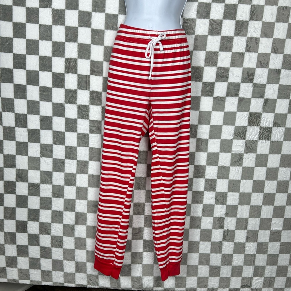 Sweet treats lounge pants sweatpants drawstring medium M red white striped